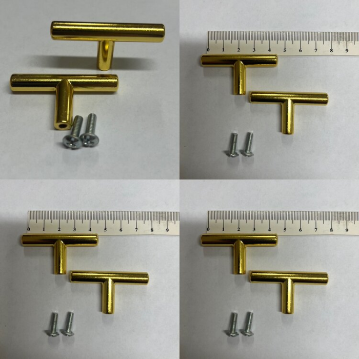 1 Adet -  Pirinç Kaplama Vidalı Tepsi Kulpu - T Model (Leb)
