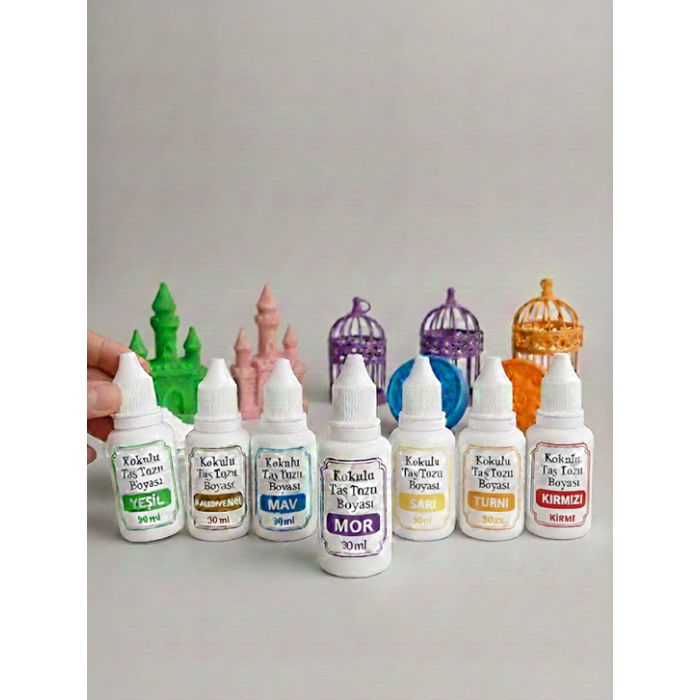 7 Renk Kokulu Taş Tozu Boyası - 30 ML x 7 adet