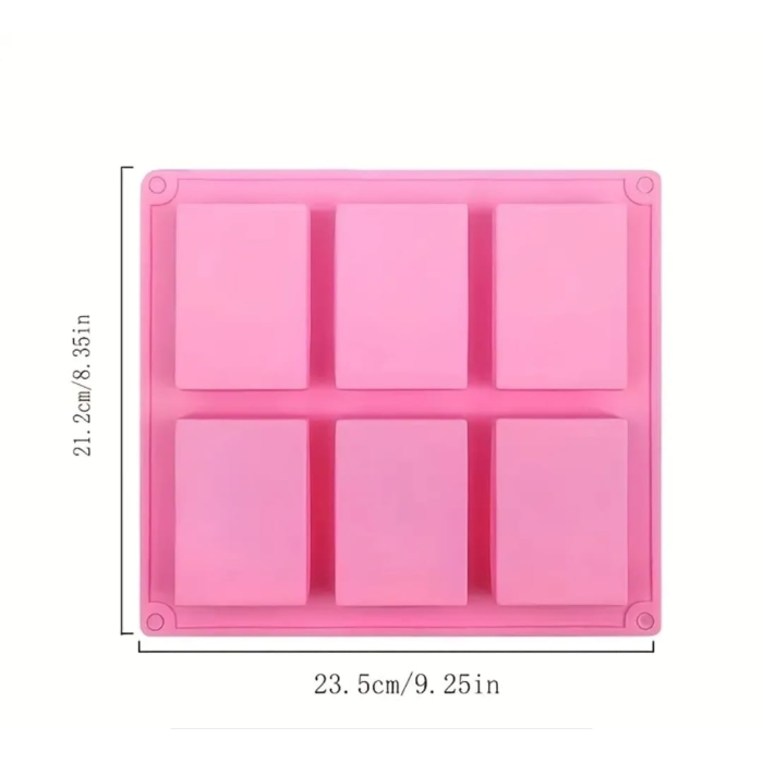 6’lı Dikdörtgen Silikon Sabun Kalıbı – El Yapımı Sabunlar İçin İdeal