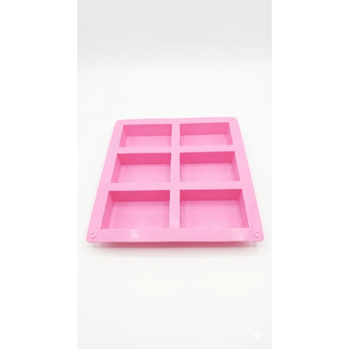 6’lı Dikdörtgen Silikon Sabun Kalıbı – El Yapımı Sabunlar İçin İdeal