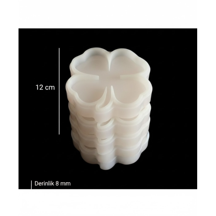 5 Adet 12cm - Yonca Model Bardak Altı Kalıbı - SNTB164 (inci)