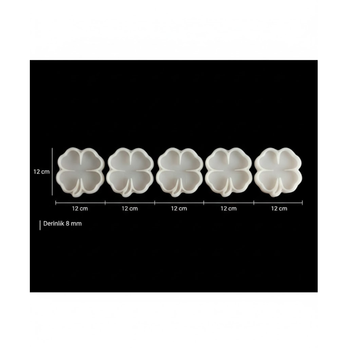 5 Adet 12cm - Yonca Model Bardak Altı Kalıbı - SNTB164 (inci)