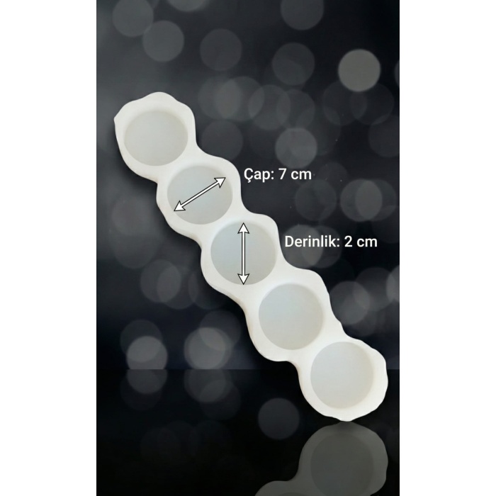 Profesyonel 5’li Yuvarlak Hobi Silikon Kalıp (7 cm Çap - 2 cm Derinlik)
