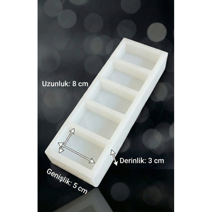 6 Bölmeli Dikdörtgen Silikon Sabun ve Mum Kalıbı