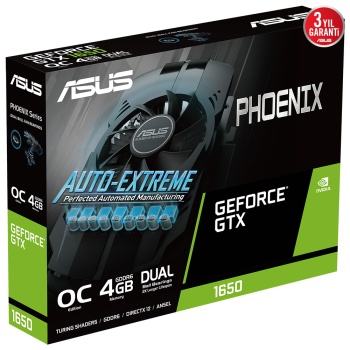 ASUS PH-GTX1650-O4GD6-P-V2 4GB Nvidia GTX1650 GDDR6 128bit HDMI DVI/DP 16x Ekran Kartı