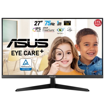 ASUS VY279HE 27 LED IPS 1ms 75Hz 1920x1080 FullHD VGA HDMI (Vesa) FreeSync, Low Blue Siyah Monitör