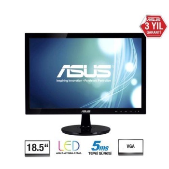 ASUS VS197DE 18.5 LED 5ms 60Hz 1366x768 HD VGA (VESA) Siyah Monitör