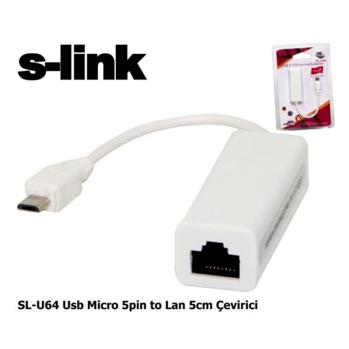 S-Link SL-U62 5 Pin Usb To Rj45 5Cm Tabletler İçin Network
