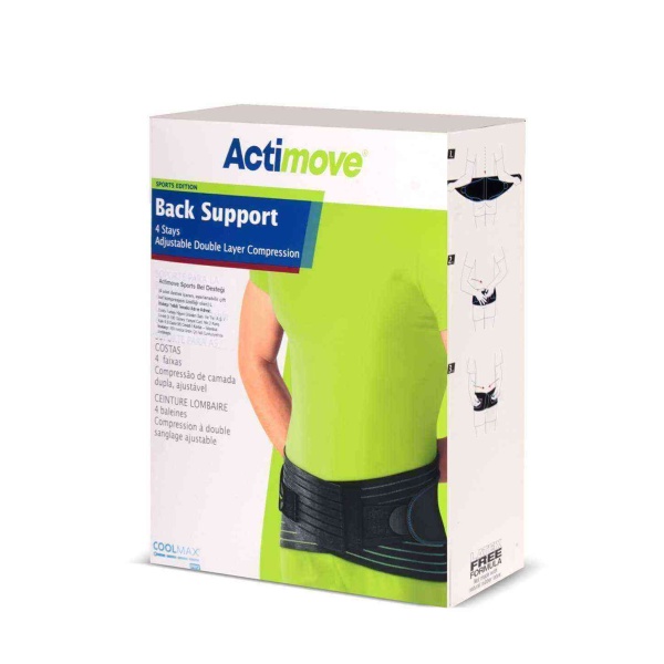 Actimove Back Support Bel Desteği 4 Metal Destekli, Ayarlanabilir Çift Kat Kompresyon