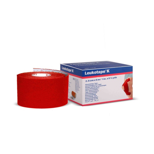 Leukotape K 2,5cm x 5m Bsn Profeyonel Kinesiotape Kırmızı Yüz Yogası ve Terapisi