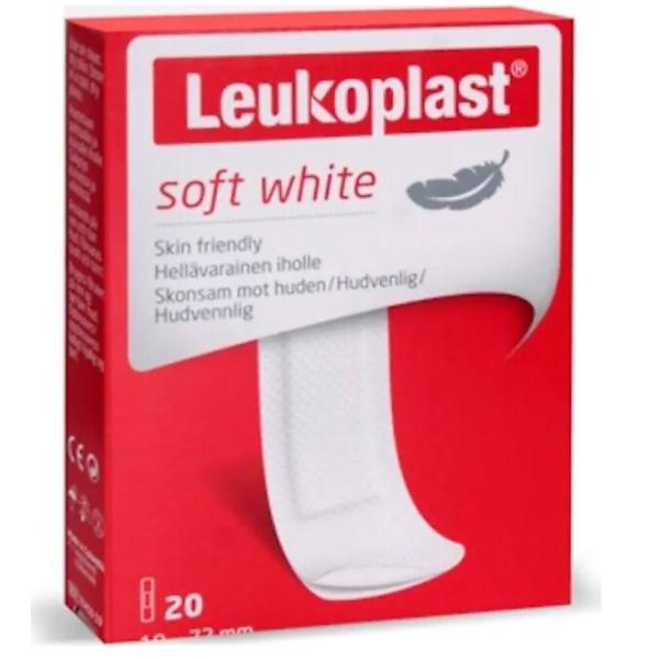 Leukoplast Soft White 19mX72 mm (12 adet), 38X72mm (8 adet) 20 Adet Yara bandı