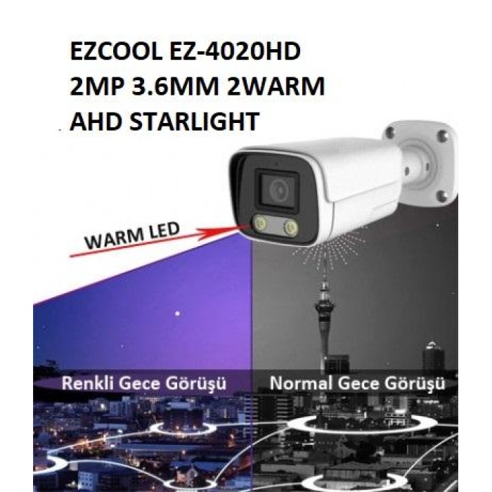 EZCOOL EZ-4020HD 2MP 3.6MM 2WARM AHD RENKLİ GECE GÖRÜŞÜ