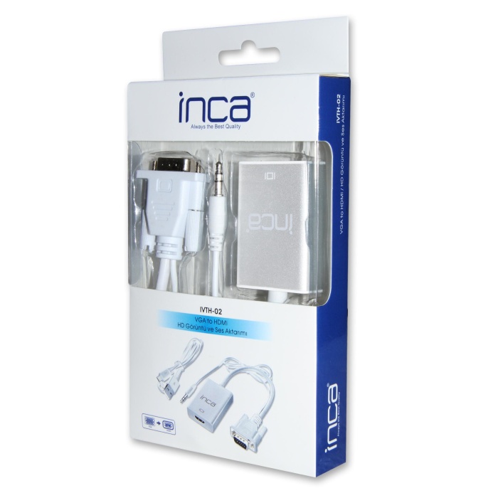 INCA IVTH-02 VGA>HDMI ÇEVİRİCİ  USB+SES KABLOSU