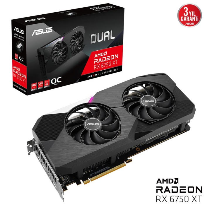 ASUS DUAL-RX6750XT-O12G 12GB GDDR6 HDMI DP 192BİT