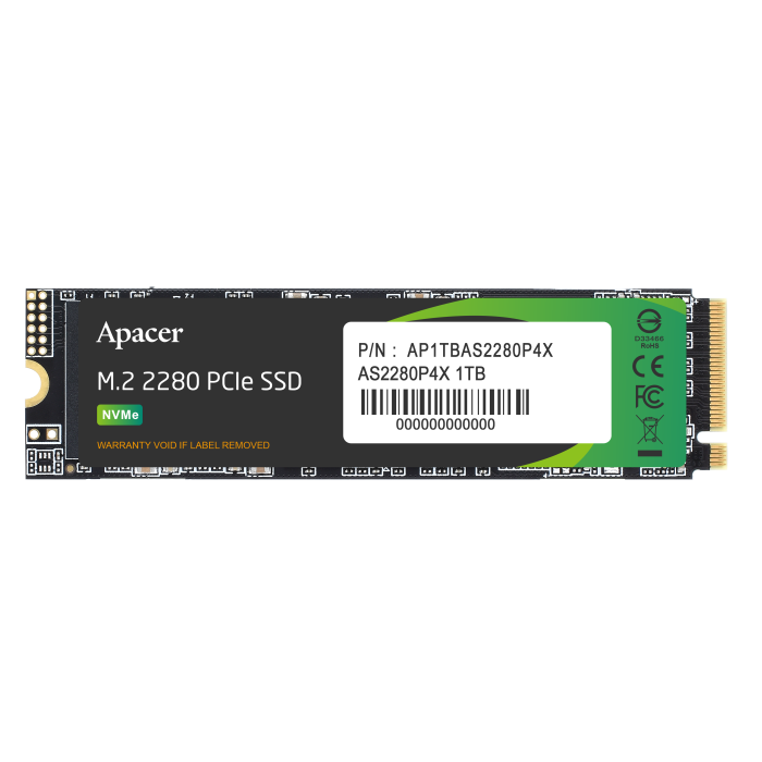 Apacer AS2280P4X-1 1TB 2100-1700 MB/s M.2 PCIe Gen3x4 SSD (AP1TBAS2280P4X-1)