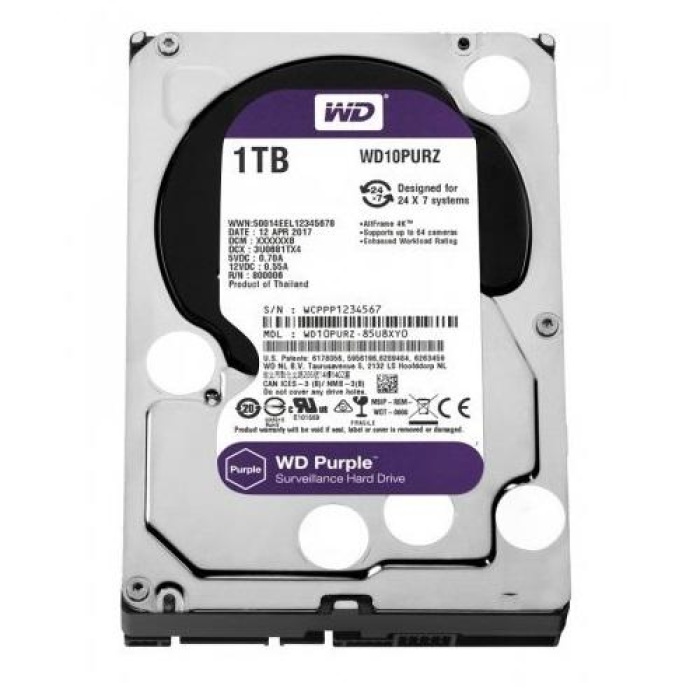 1TB WD Purple SATA 6Gb/s 64MB DV 7x24 WD10PURZ