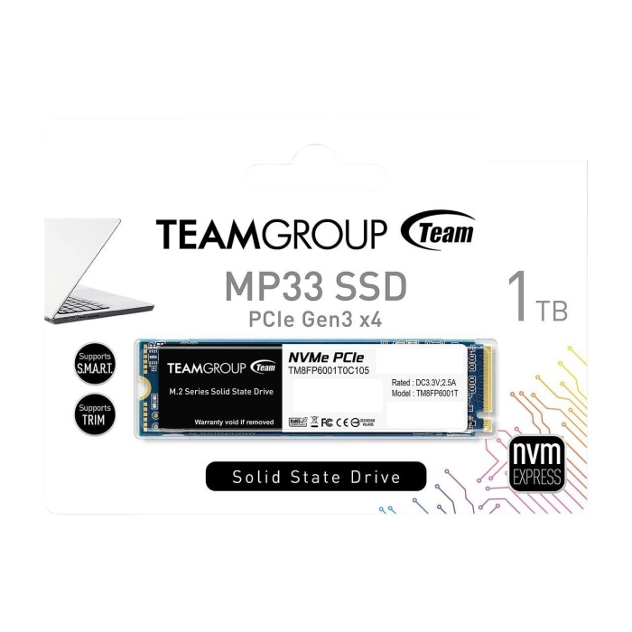 Team MP33  1TB  1800/1500MB/s NVMe PCIe M.2 2280 SSD (TM8FP6001T0C101)