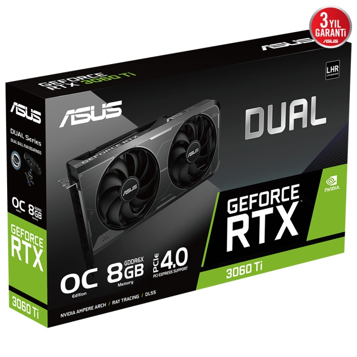 ASUS DUAL-RTX3060TI-O8GD6X 8GB GDDR6 256Bit