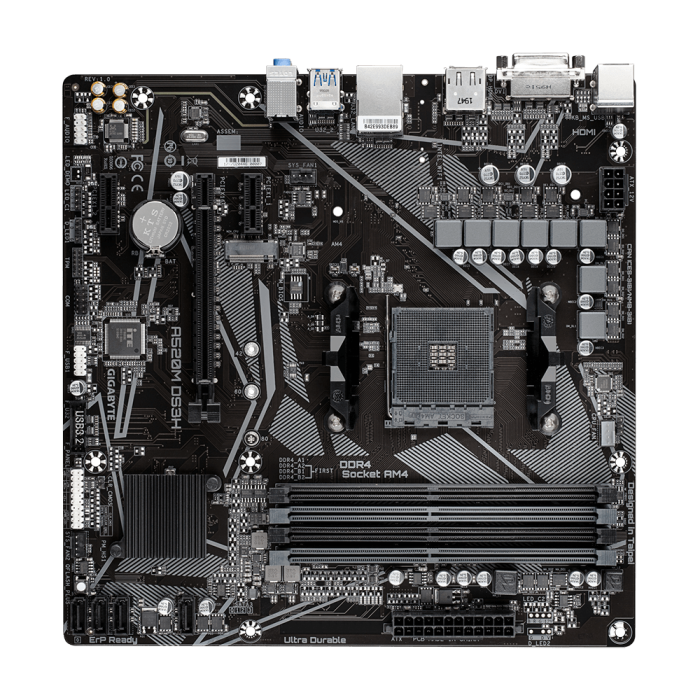 GIGABYTE A520M-DS3H DDR4 4733(OC) HDMI AM4 mATX