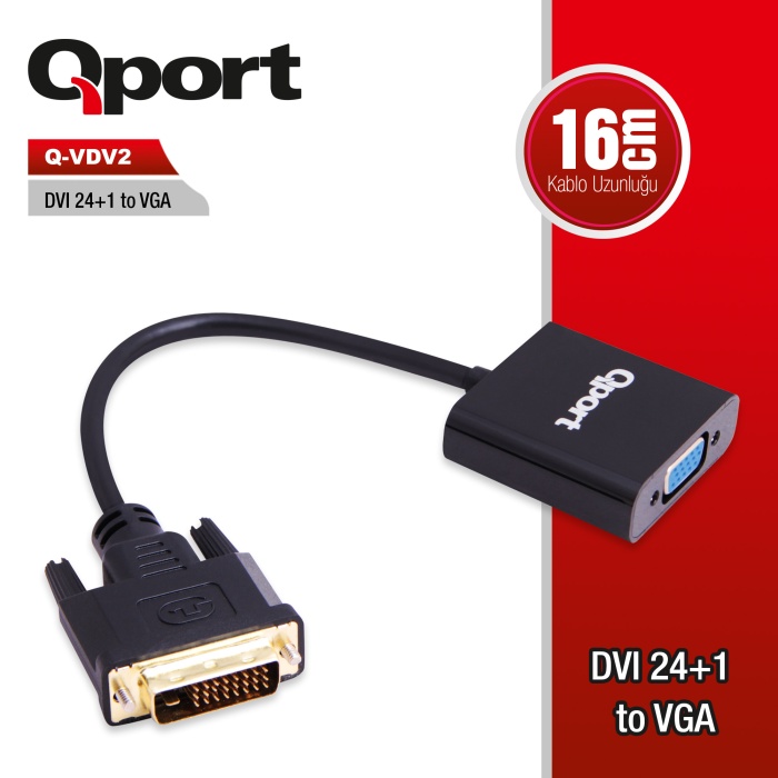  QPORT Q-VDV2 DVI TO VGA 24+1 ÇEVİRİCİ