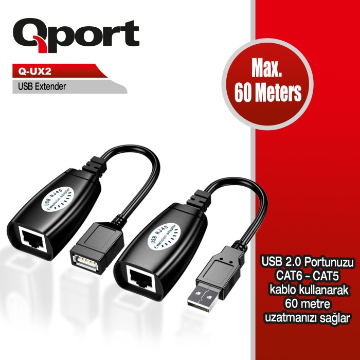 QPORT Q-UX2 60M USB EXTENDER 2Lİ PAKET