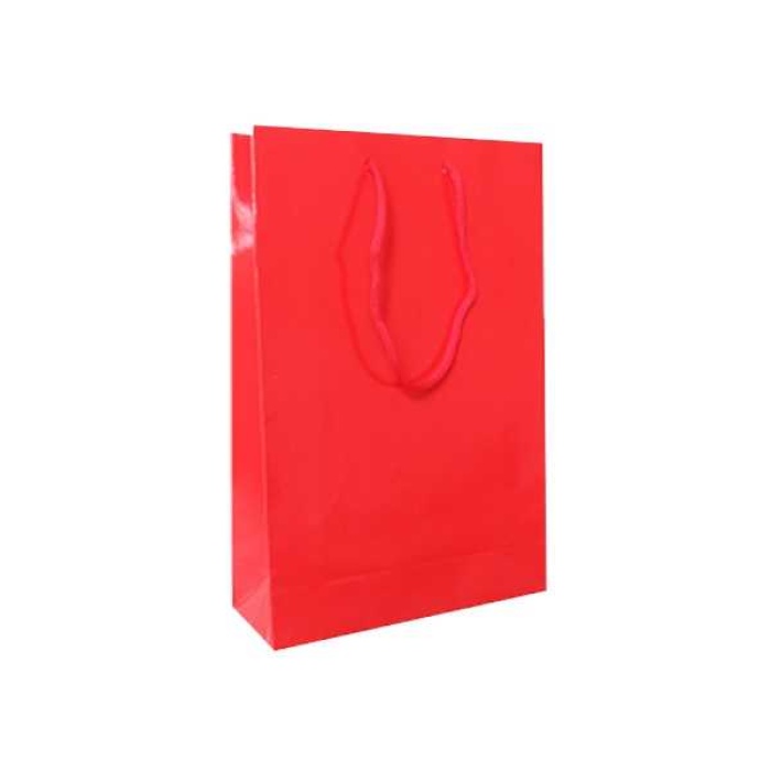 11x17 cm  Kırmızı Düz Renk Tutma İpli 25 li Karton Çanta