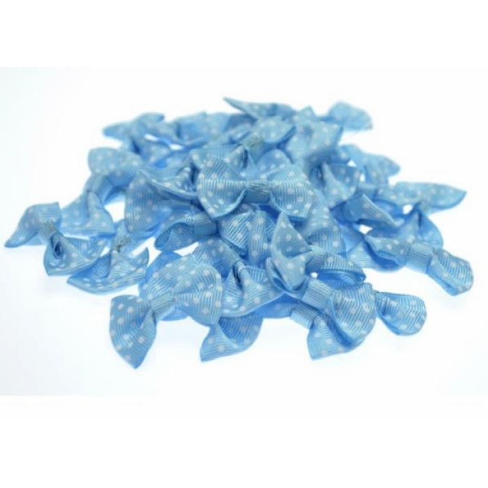 Mavi Beyaz Puantiyeli Fiyonk Süsleme Malzemesi 4cm (20 Adet)