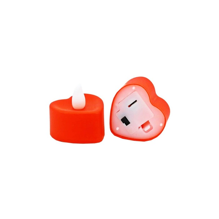 24 lü Saat Pilli Kalp Tealight Kırmızı Mum