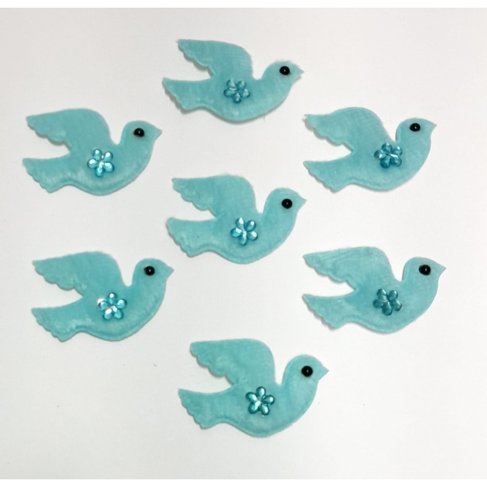 Güvercin Mavi Süsleme Kumaş Sticker 25 Adet