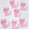 Pembe Kedi Süsleme Kumaş Sticker (25 Adet)