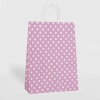 Pembe Puantiyeli Büküm Saplı Kraft Çanta  31x41cm