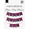 Happy Birthday Siyah Zemin Fuşya Harf Afiş