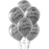 Siyah İyi Ki Doğdun Baskılı Metalik Gümüş Balon 12