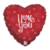 Love You Hearts Grabo Kalp Folyo Balon 18