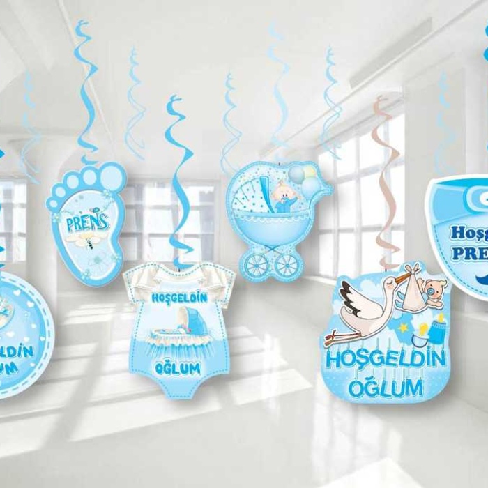 Mavi Hoş Geldin  6lı Tavan Süs