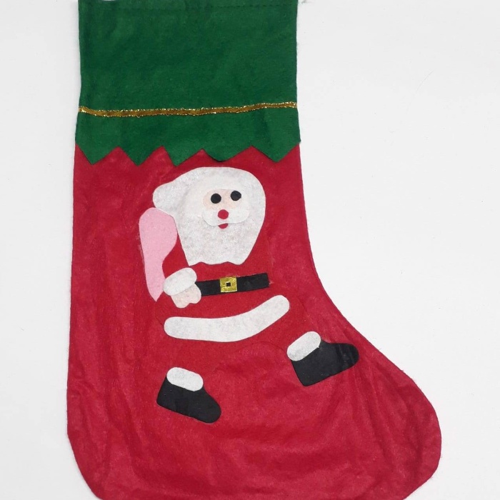 Noel Babalı Baskılı Elyaf Çorap 17*36 cm