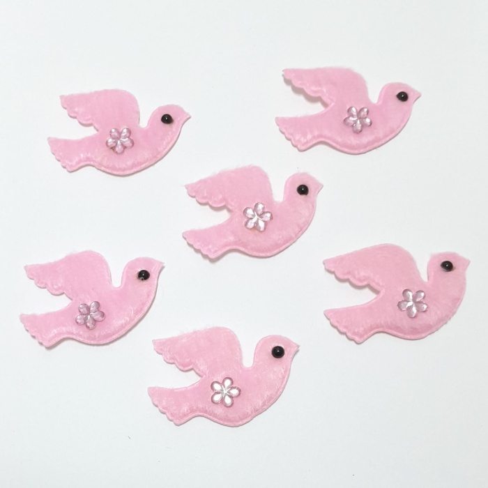 Güvercin Pembe Süsleme Kumaş Sticker 25 Adet