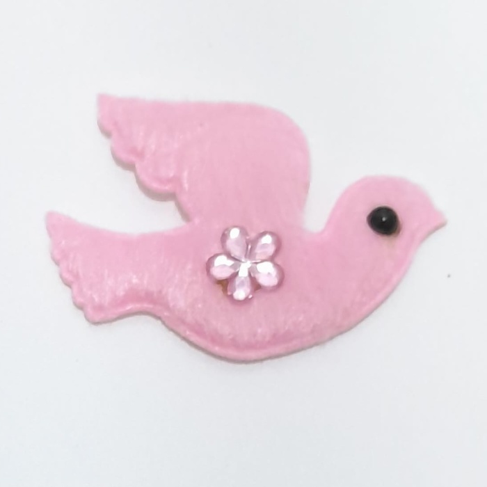 Güvercin Pembe Süsleme Kumaş Sticker 25 Adet