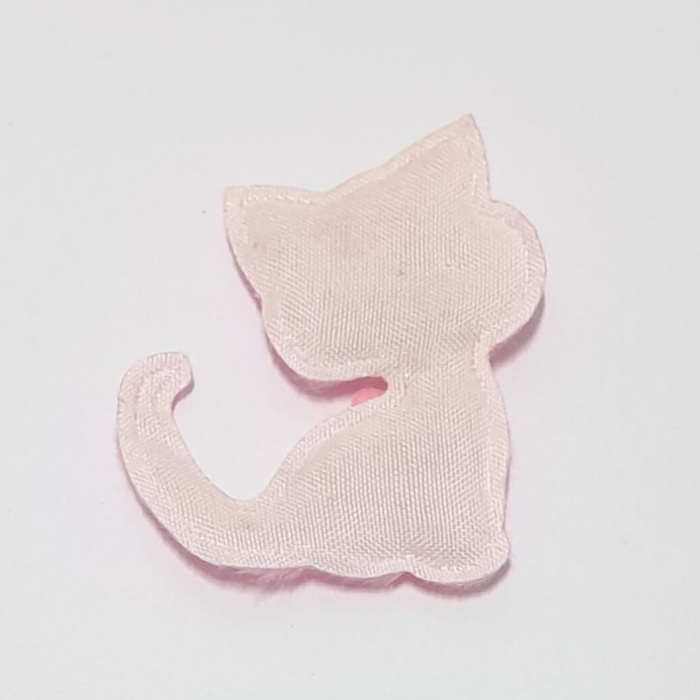 Pembe Kedi Süsleme Kumaş Sticker (100 Adet)