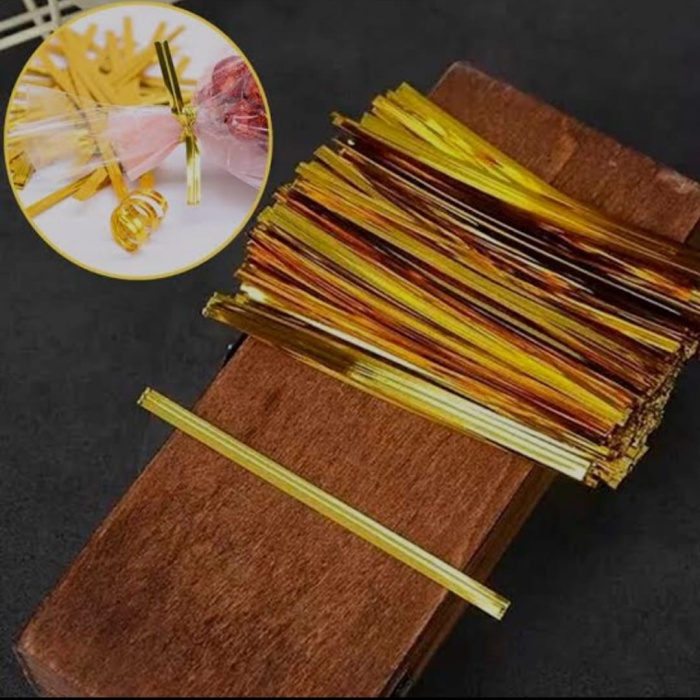 10 cm Poşet bağlama teli  gold rengi 800 adet