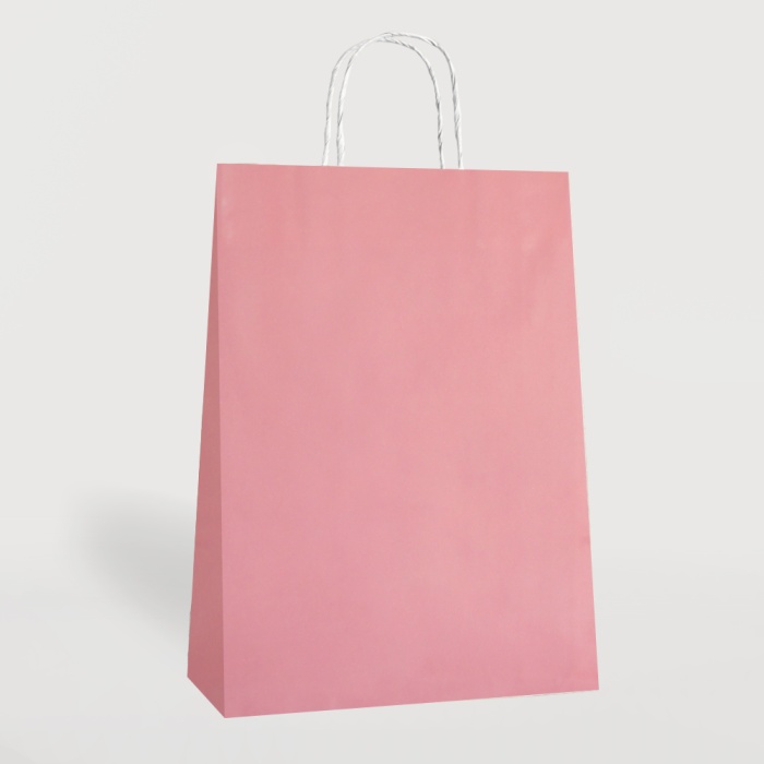 Pembe Büküm Saplı Kraft Çanta 15x20cm