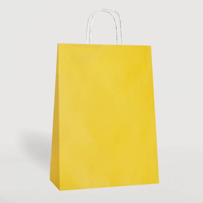 Sarı Büküm Saplı Kraft Çanta 15x20cm