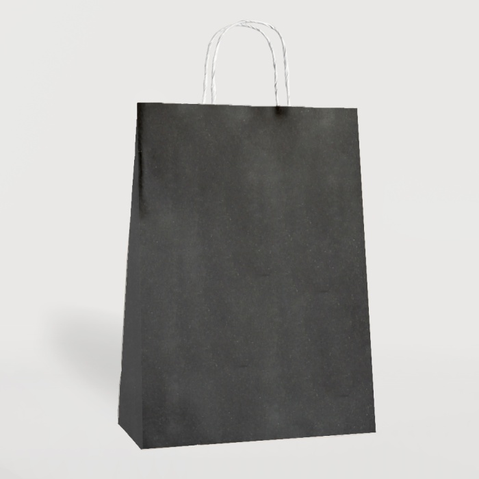 Siyah Büküm Saplı Kraft Çanta 15x20cm
