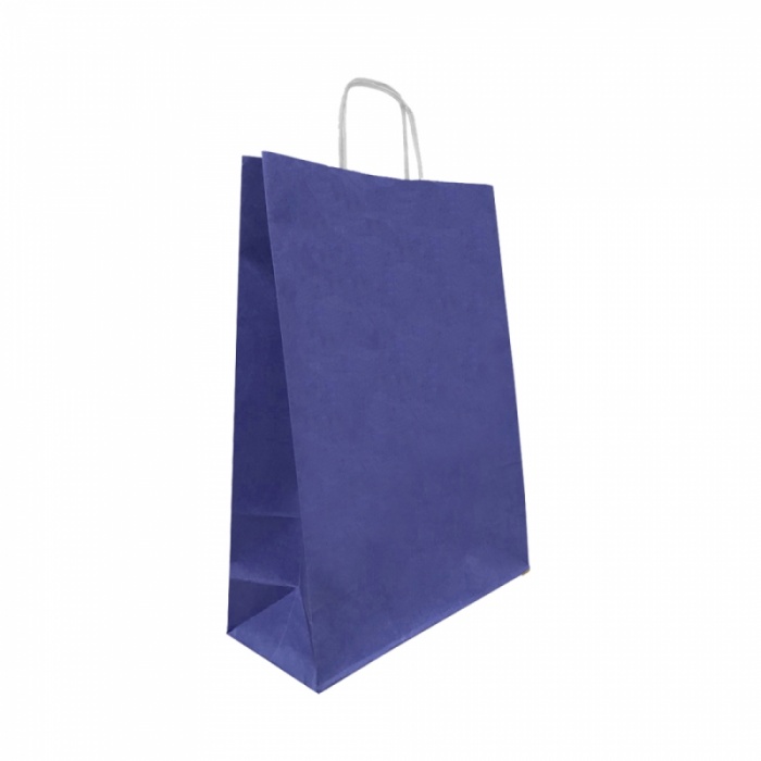 Lacivert Büküm Saplı Kraft Çanta 15x20cm