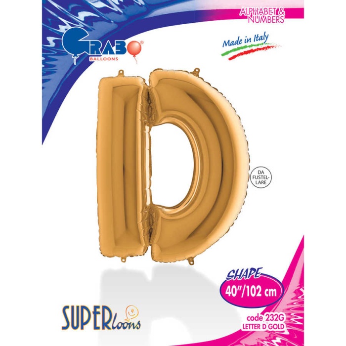 D Harf Grabo Altın Folyo Balon 40