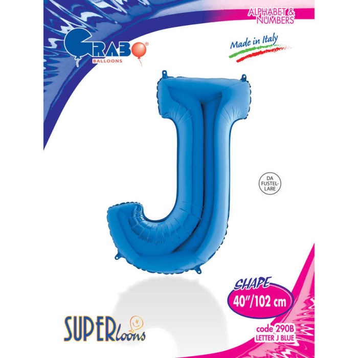 J Harf Grabo Mavi Folyo Balon 40