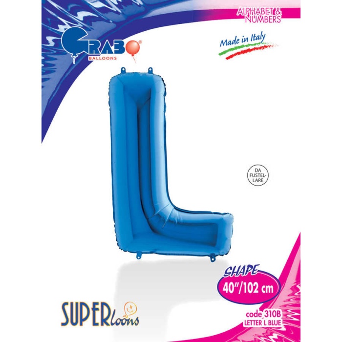 L Harf Grabo Mavi Folyo Balon 40