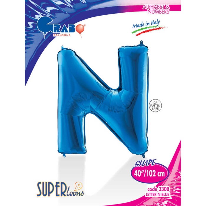 N Harf Grabo Mavi Folyo Balon 40