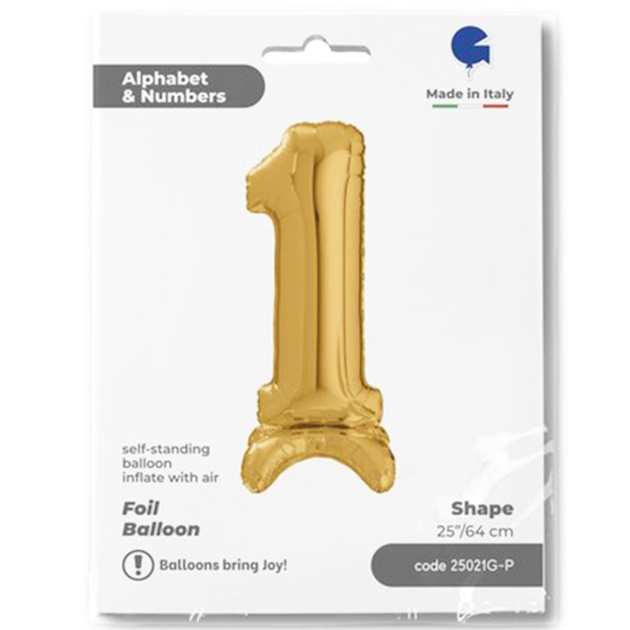 1 Rakam Altın Stands Up Grabo Folyo Balon 25
