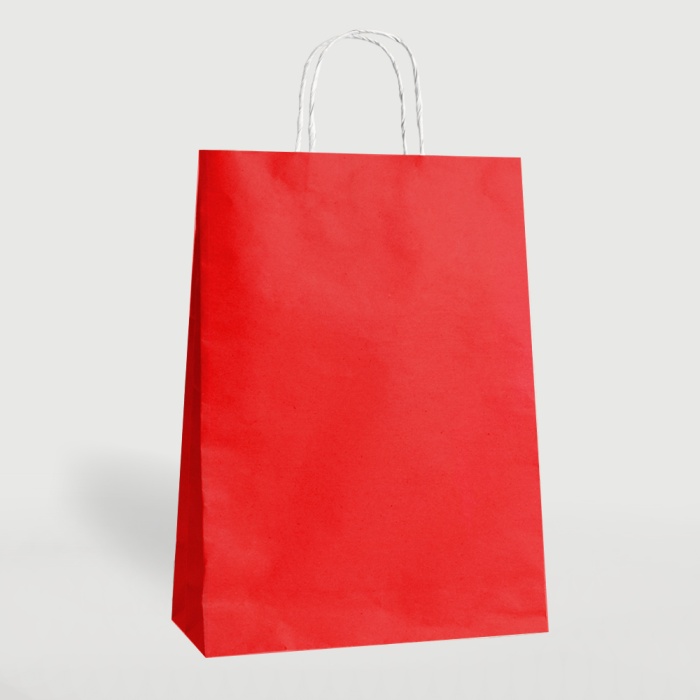 Kırmızı Büküm Saplı Kraft Çanta 15x20cm